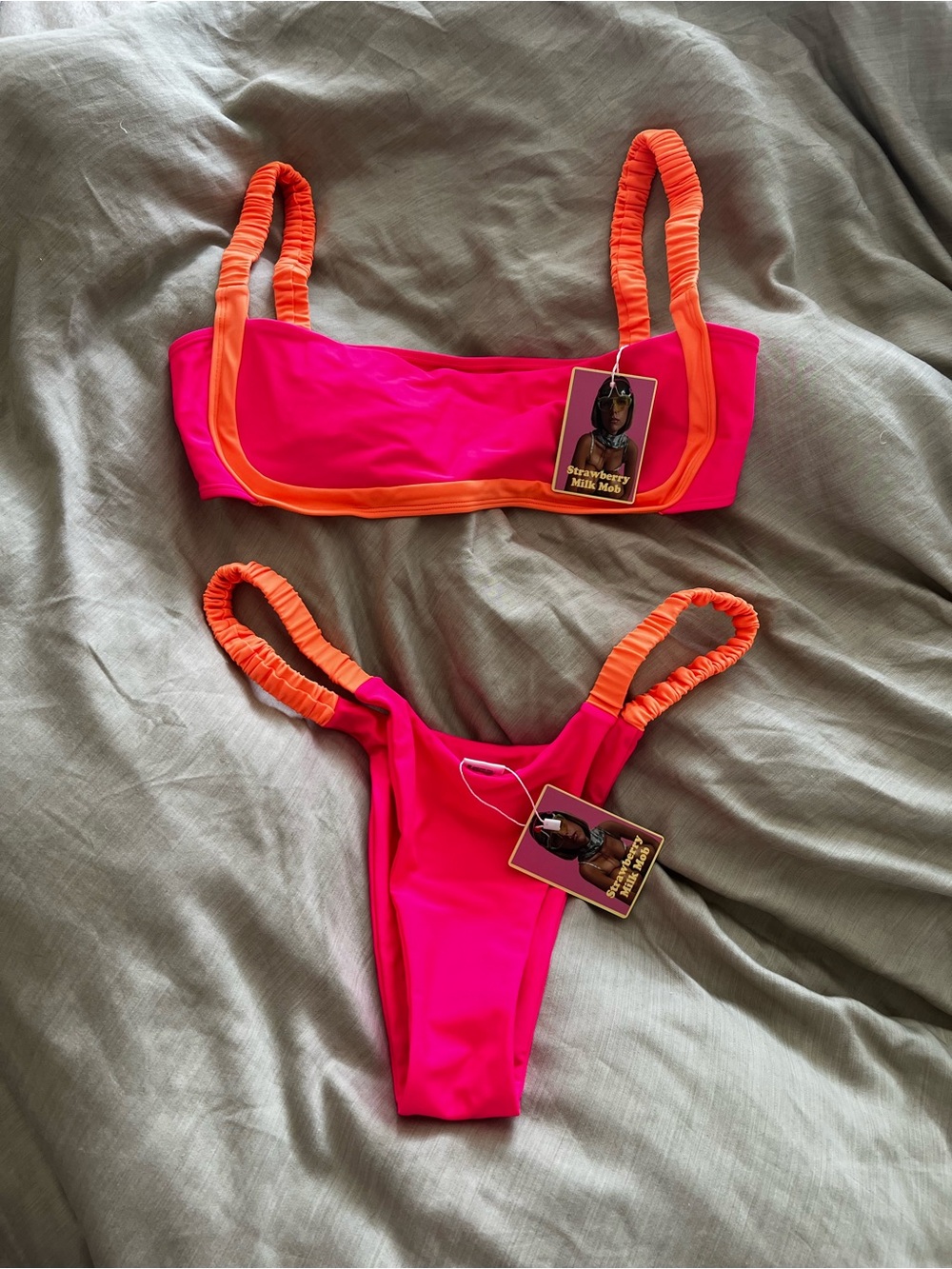 Strawberry Milk Mob Heat Wave Bikini and Bag in XL
